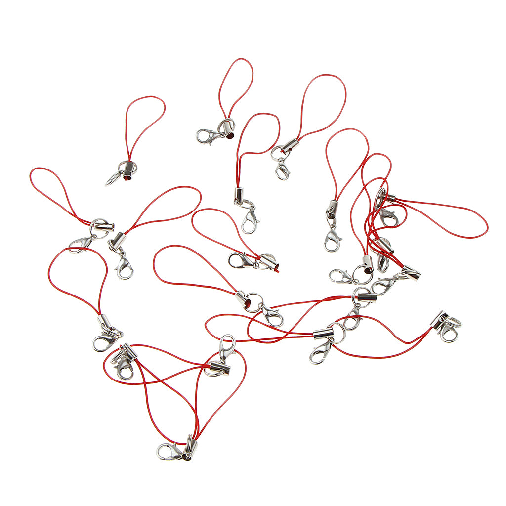 20pcs DIY Mobile Cellphone Keychain Lanyard Charms DIY Rope Red