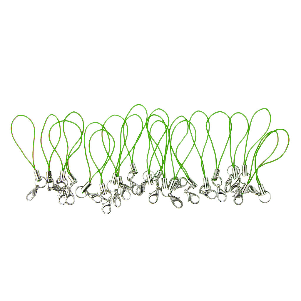 20pcs DIY Mobile Cellphone Keychain Lanyard Charms DIY Rope Green