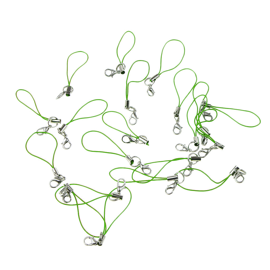 20pcs DIY Mobile Cellphone Keychain Lanyard Charms DIY Rope Green