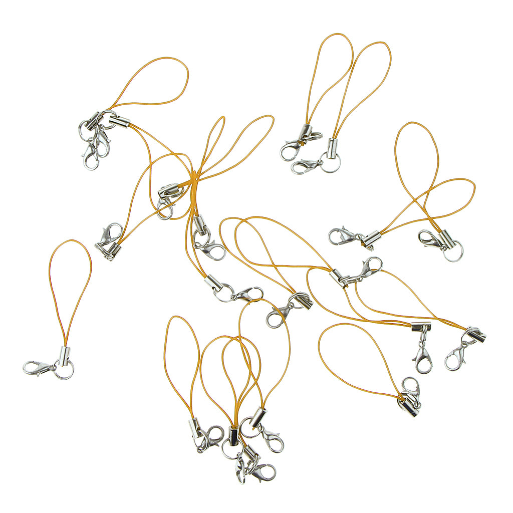 20pcs DIY Mobile Cellphone Keychain Lanyard Charms DIY Rope Yellow