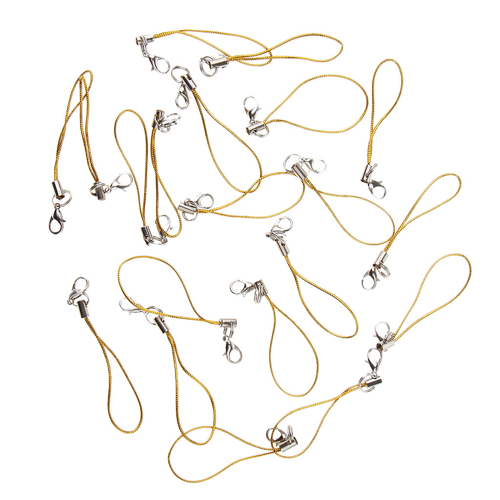 20pcs DIY Mobile Cellphone Keychain Lanyard Charms DIY Rope Gold