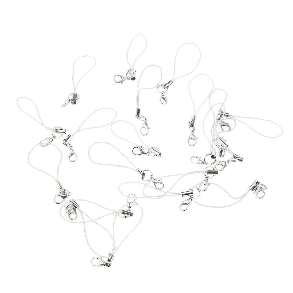 20pcs DIY Mobile Cellphone Keychain Lanyard Charms DIY Rope White