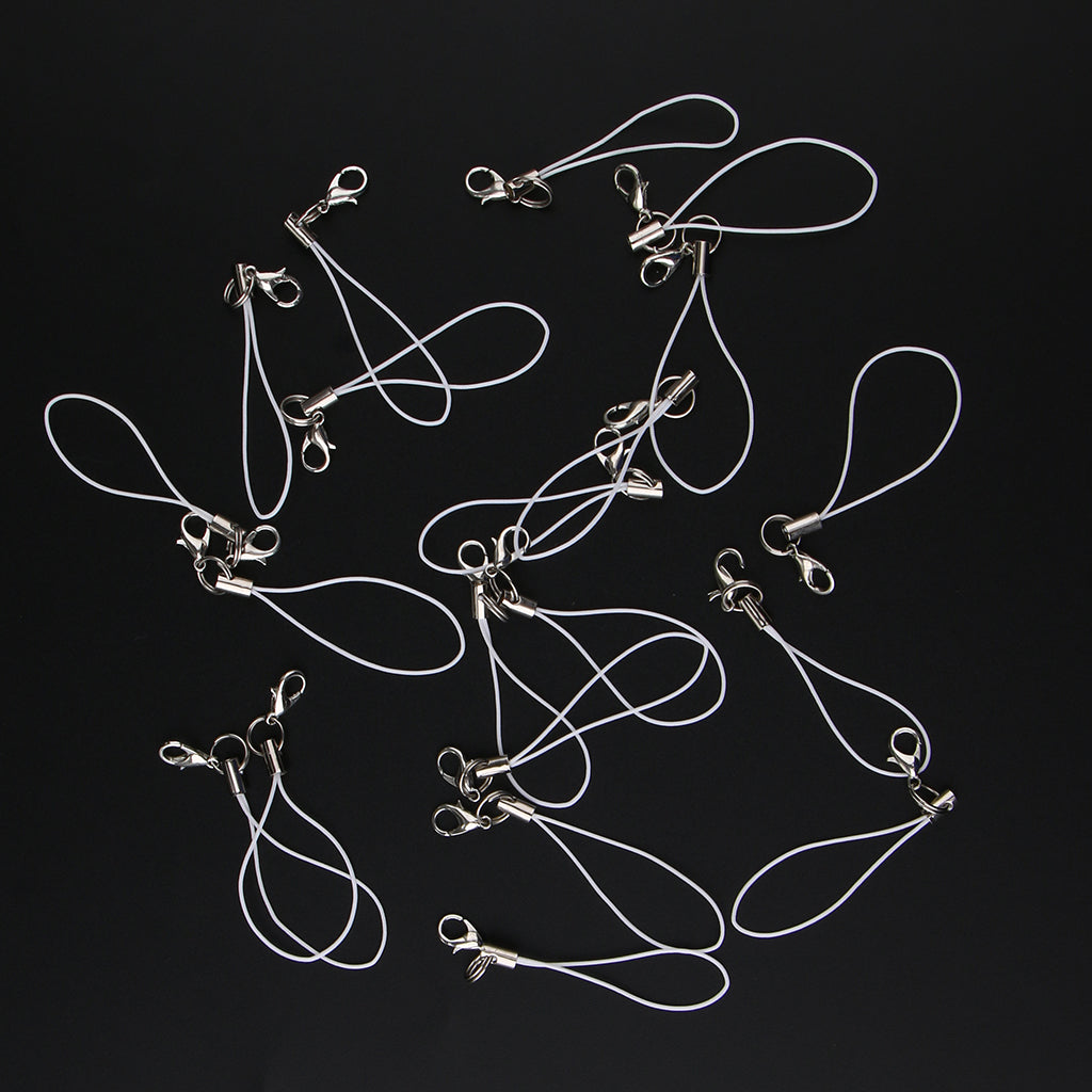 20pcs DIY Mobile Cellphone Keychain Lanyard Charms DIY Rope White