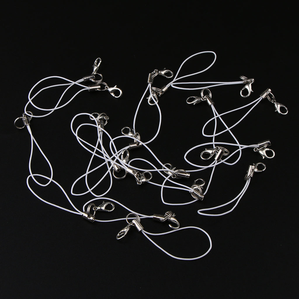 20pcs DIY Mobile Cellphone Keychain Lanyard Charms DIY Rope White