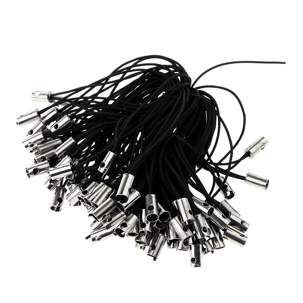 100pcs Cell Phone Braided Lanyard Cords DIY Rope Lariat Straps Black