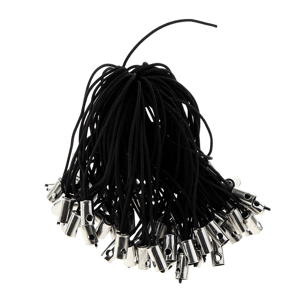 100pcs Cell Phone Braided Lanyard Cords DIY Rope Lariat Straps Black