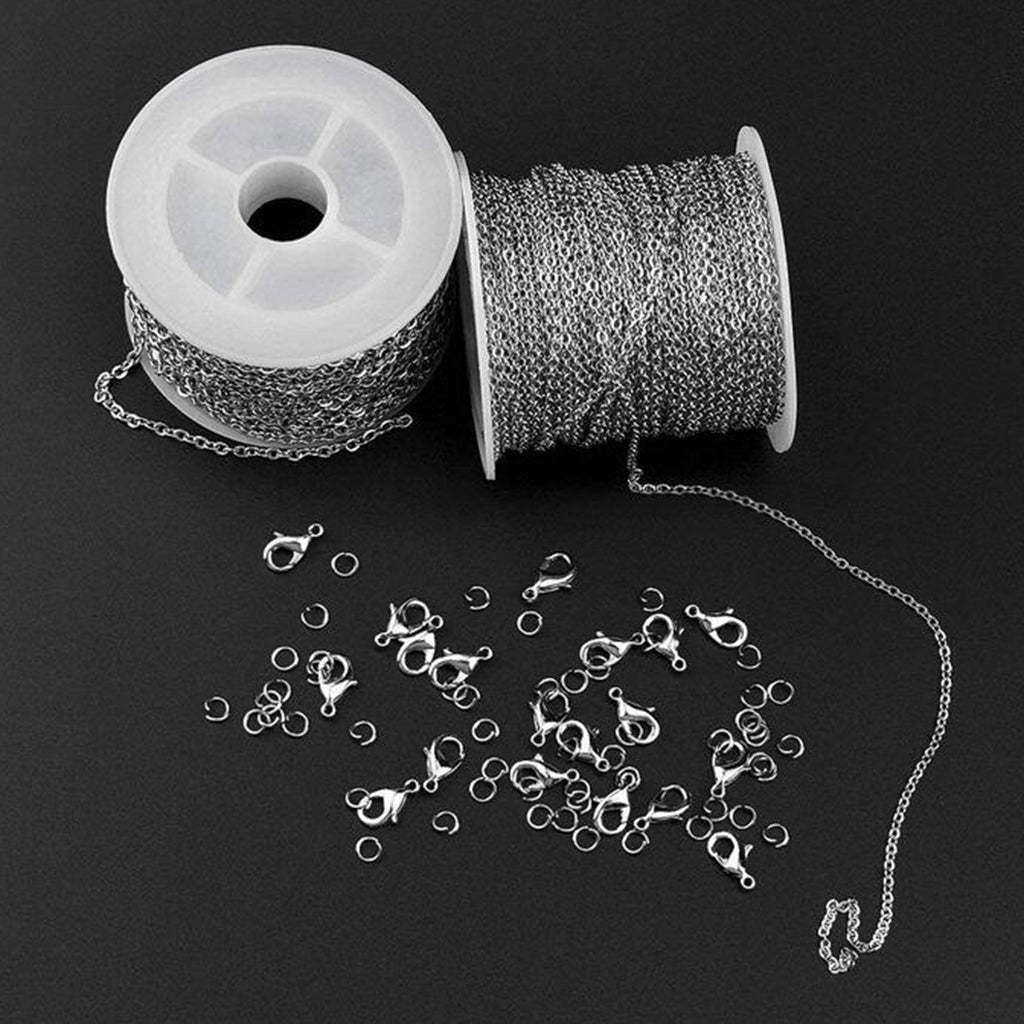 Silver Stainless Steel Cable Chain Necklace for Men Women DIY Crafting 3.8mm