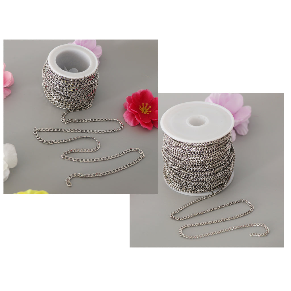 Silver Stainless Steel Cable Chain Necklace for Men Women DIY Crafting 3.8mm