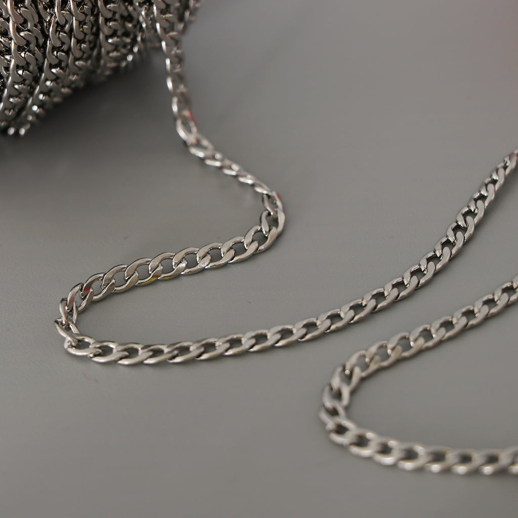 Silver Stainless Steel Cable Chain Necklace for Men Women DIY Crafting 3.8mm