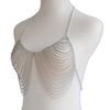 Multilayer Body Chain Top Bra Bikini Crossover Harness Necklace with Tassel