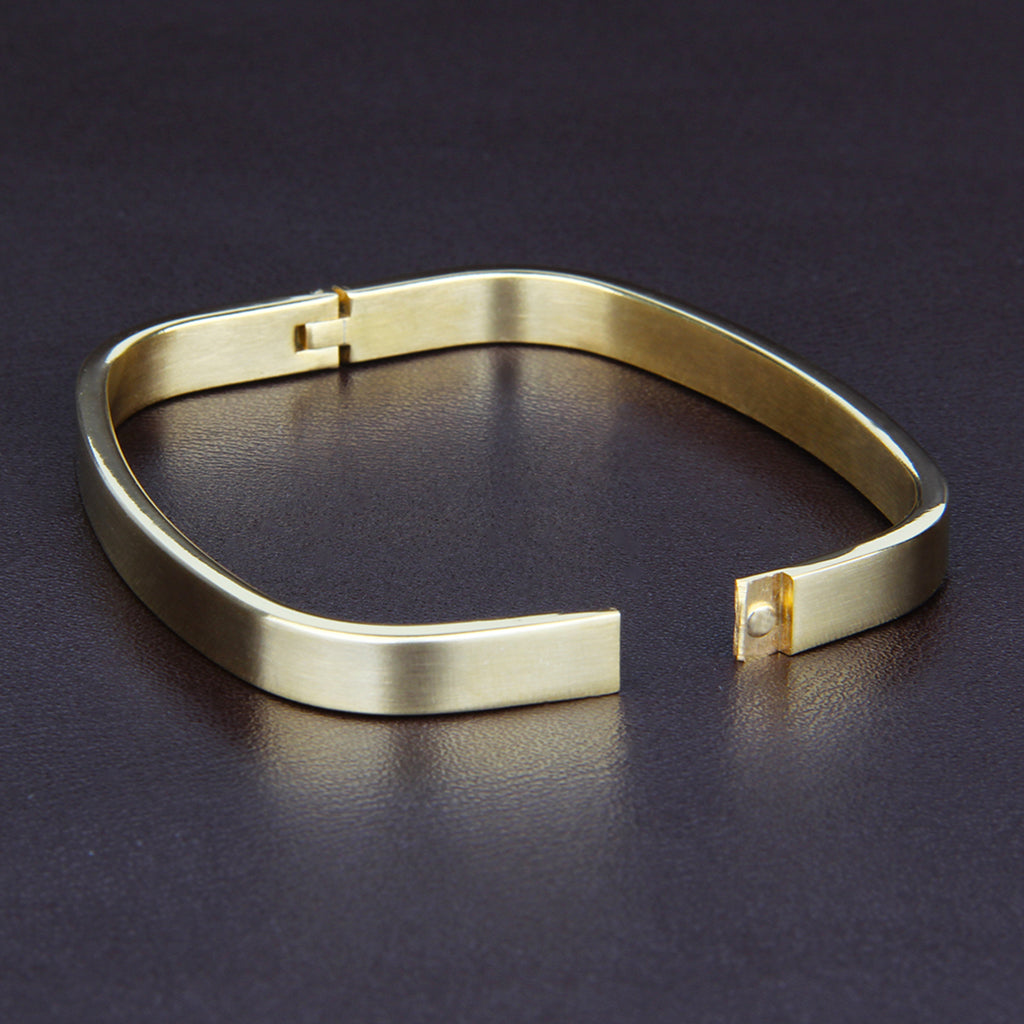 Stainless Steel Couples Bracelet Cuff Bangle Square Wristband Gold 8mm