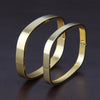 Stainless Steel Couples Bracelet Cuff Bangle Square Wristband Gold 8mm