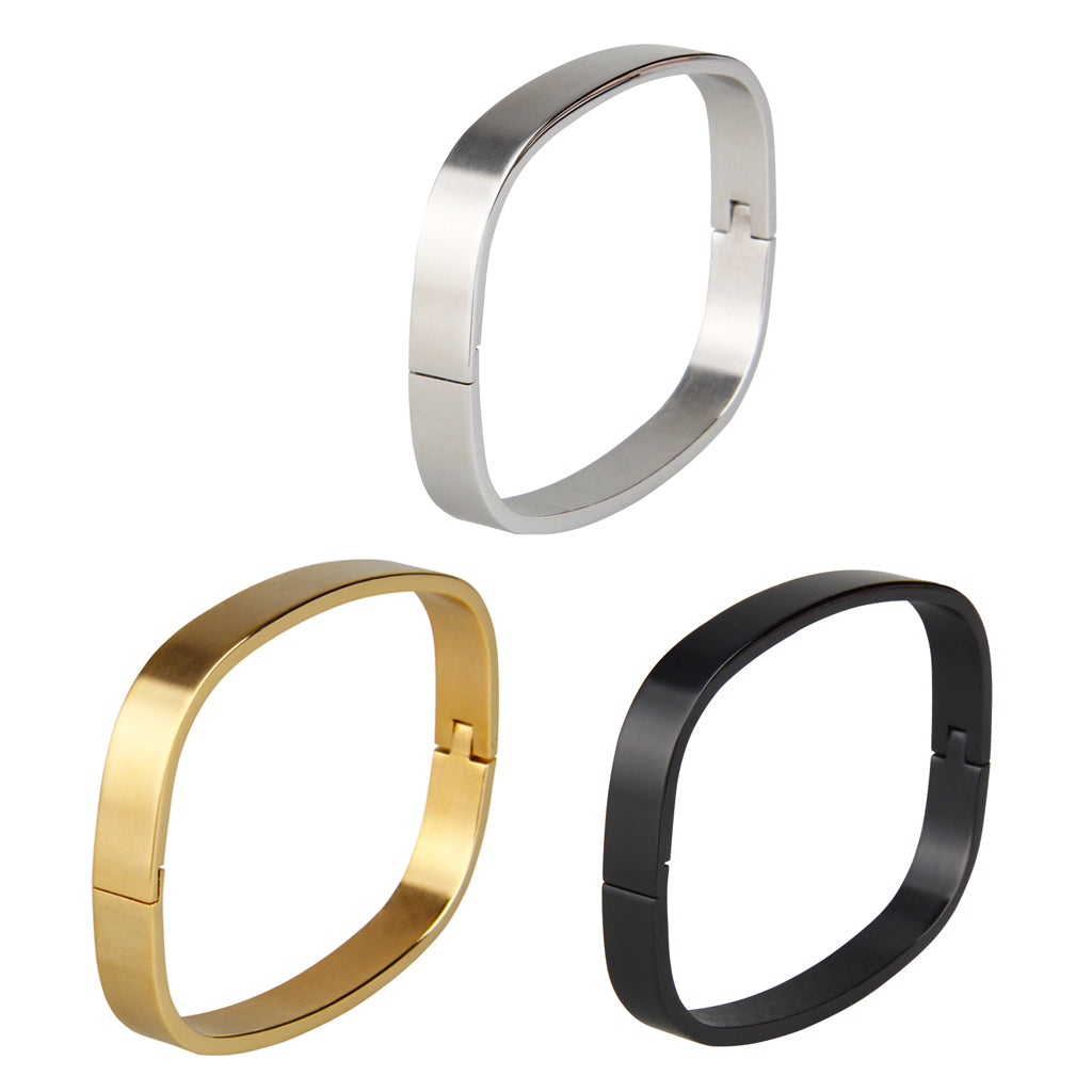 Stainless Steel Couples Bracelet Cuff Bangle Square Wristband Gold 8mm