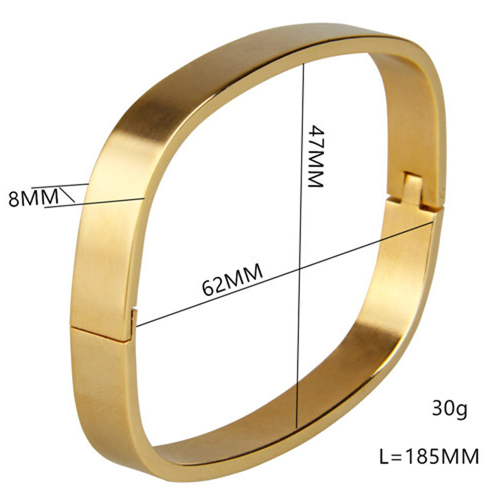 Stainless Steel Couples Bracelet Cuff Bangle Square Wristband Gold 8mm