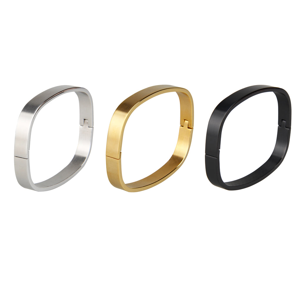 Stainless Steel Couples Bracelet Cuff Bangle Square Wristband Gold 8mm