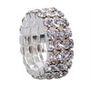 12 Pieces Triple Row Wedding Crystal Elastic Stretch Ring White