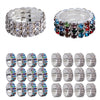 12 Pieces Triple Row Wedding Crystal Elastic Stretch Ring White