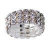 12 Pieces Triple Row Wedding Crystal Elastic Stretch Ring White