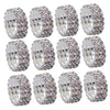 12 Pieces Triple Row Wedding Crystal Elastic Stretch Ring White