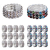 12 Pieces Triple Row Wedding Crystal Elastic Stretch Ring White