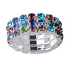 12 Pieces Triple Row Wedding Crystal Elastic Stretch Ring Multicolor