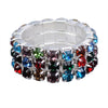 12 Pieces Triple Row Wedding Crystal Elastic Stretch Ring Multicolor