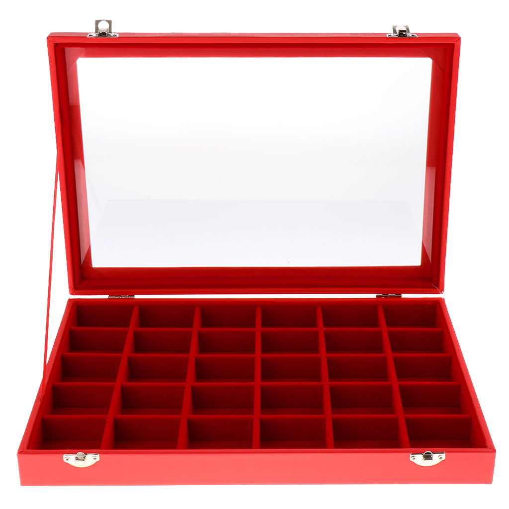 Red Jewelry Display Tray with Slots Lids Inserts for Necklace Jewelry   10