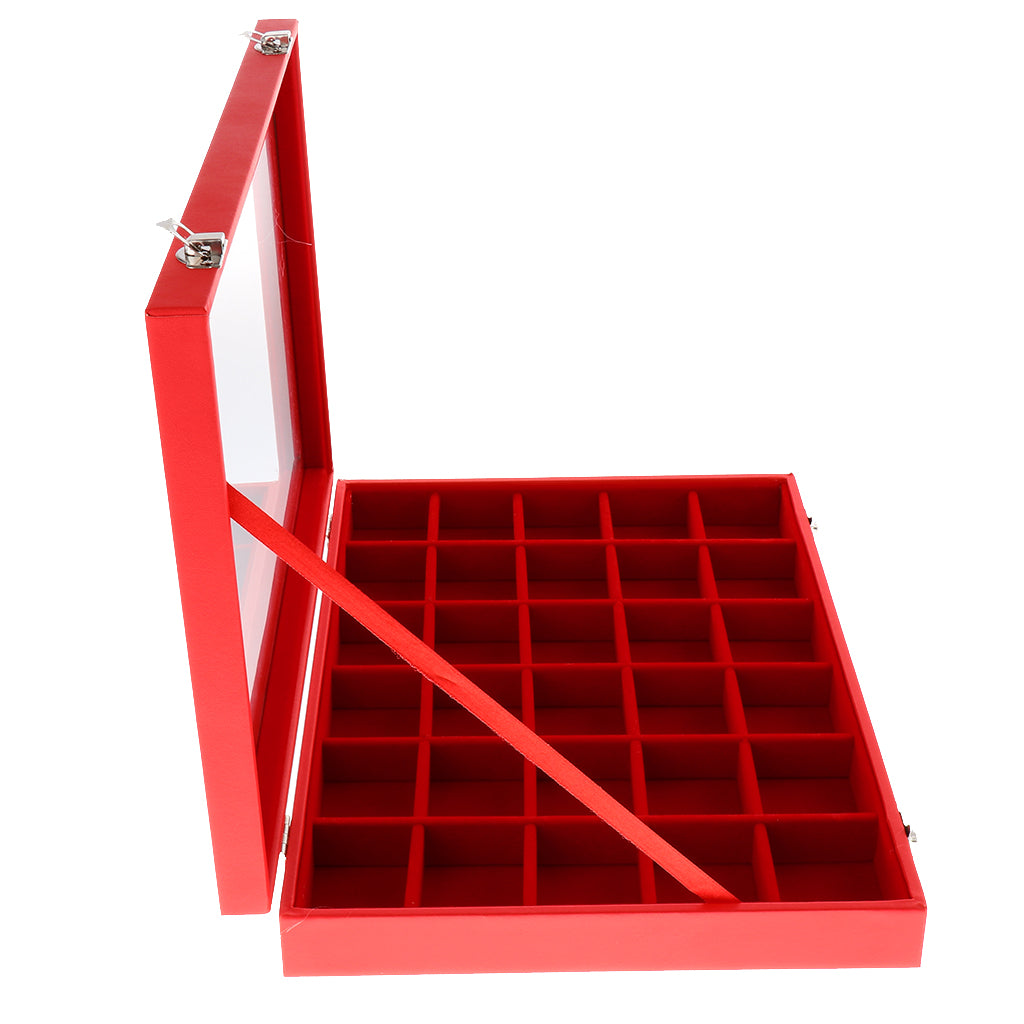 Red Jewelry Display Tray with Slots Lids Inserts for Necklace Jewelry   10