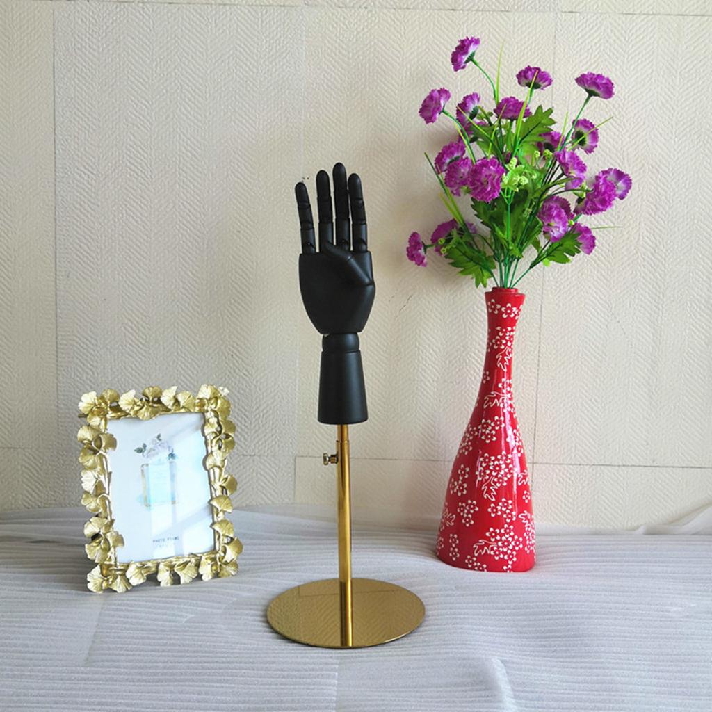 Black Wooden Hand Display Model with Base Used For Disaply Wallet Jewelry