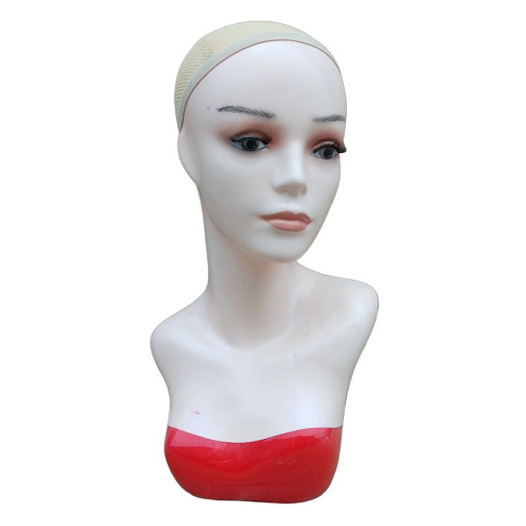 Female Mannequin Head Manikin Bust Stand for Wig Hat Jewelry Display Red