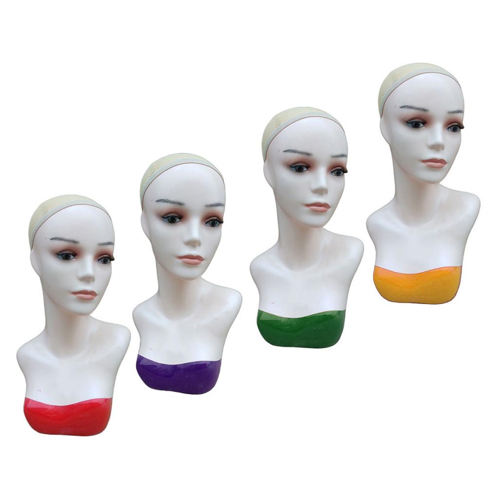 Female Mannequin Head Manikin Bust Stand for Wig Hat Jewelry Display Red