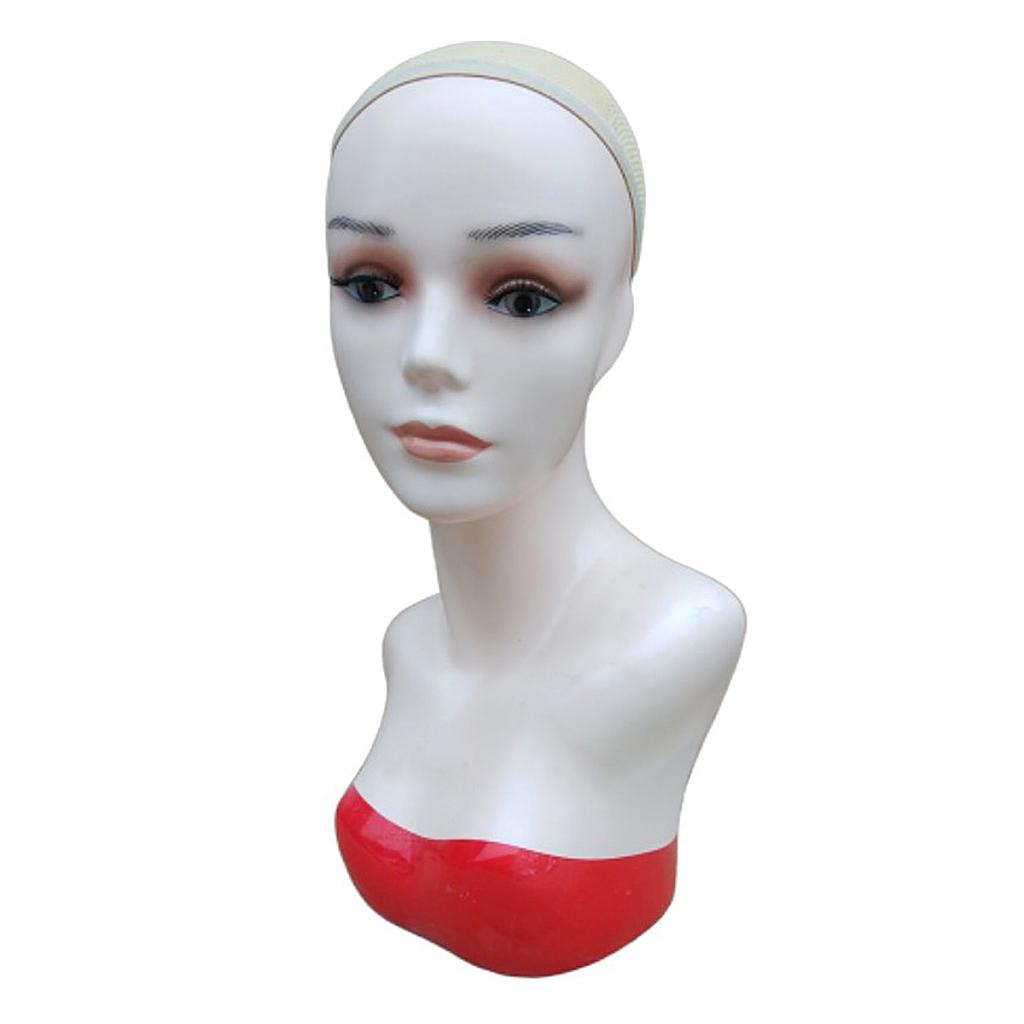 Female Mannequin Head Manikin Bust Stand for Wig Hat Jewelry Display Red