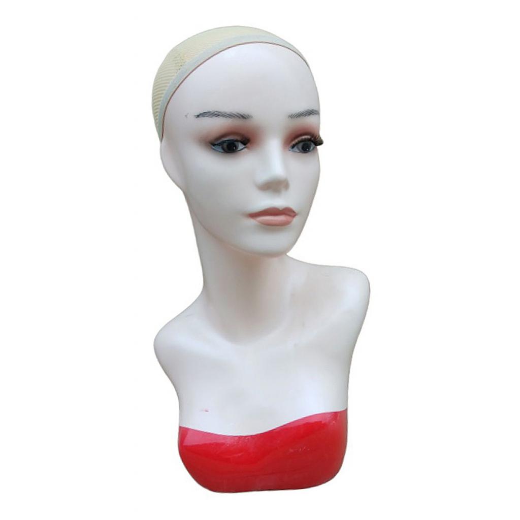 Female Mannequin Head Manikin Bust Stand for Wig Hat Jewelry Display Red