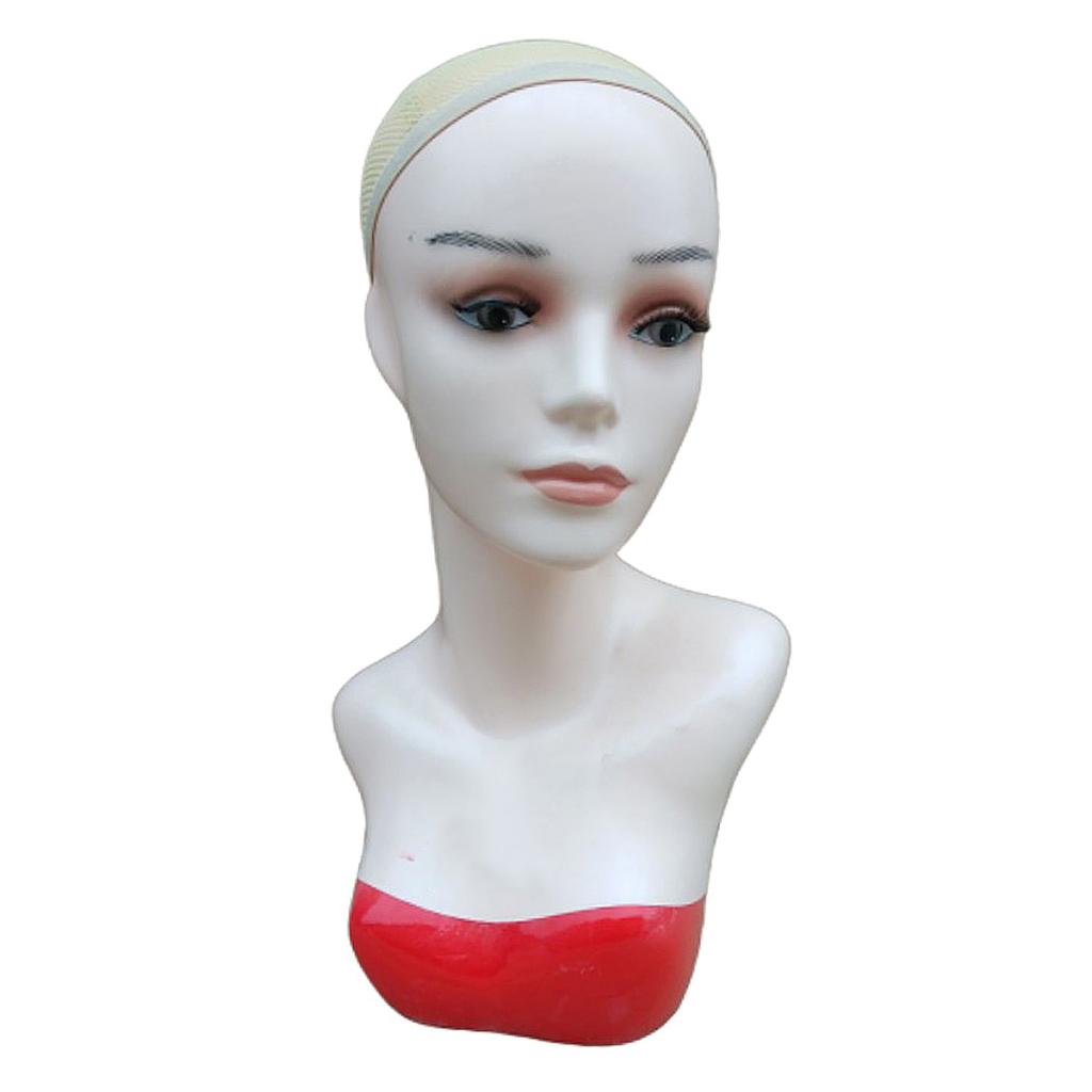 Female Mannequin Head Manikin Bust Stand for Wig Hat Jewelry Display Red