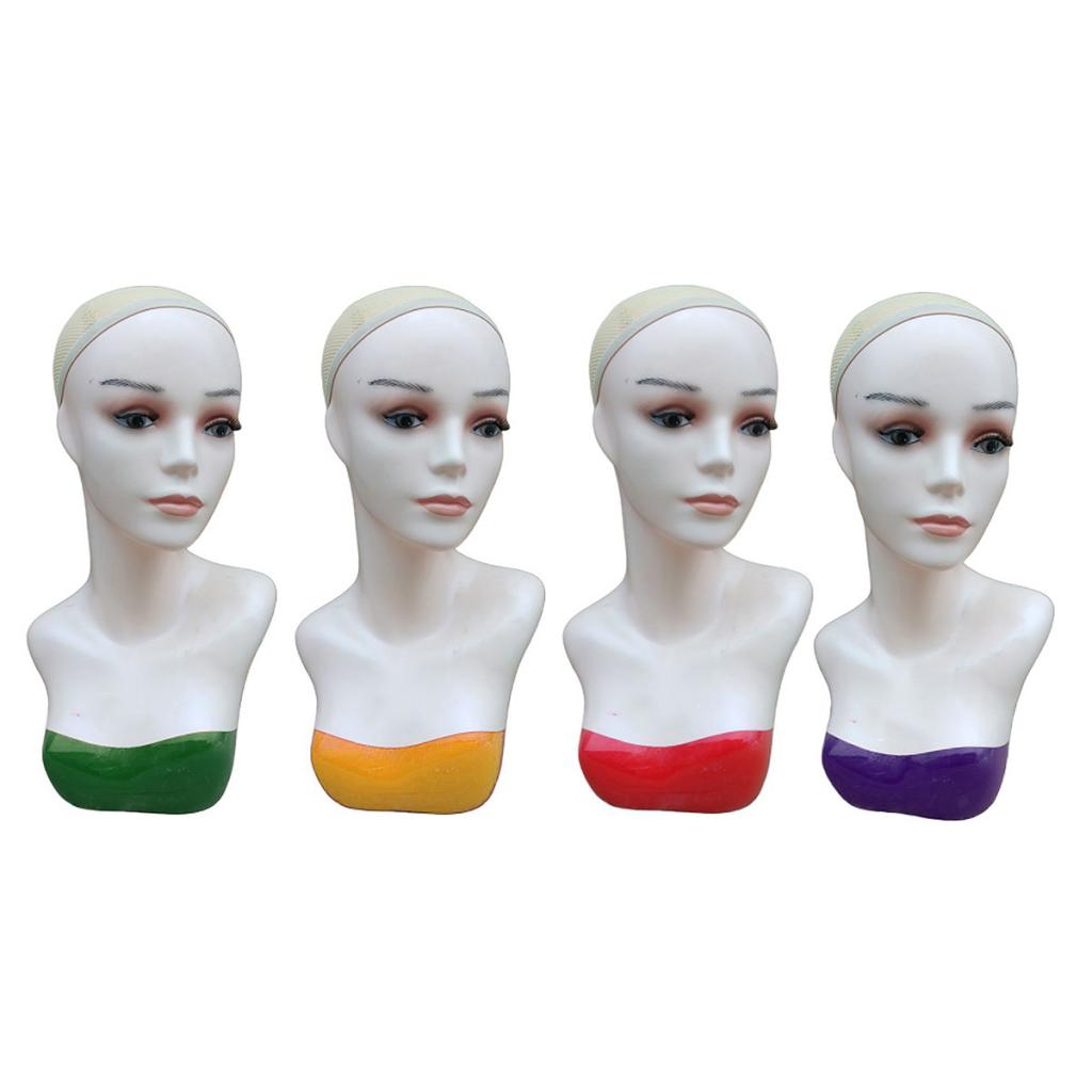 Female Mannequin Head Manikin Bust Stand for Wig Hat Jewelry Display Red