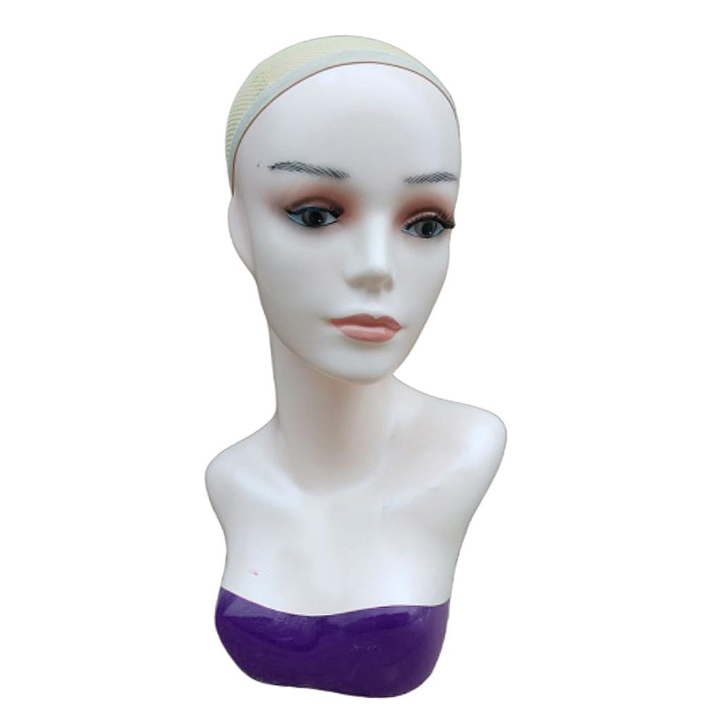 Female Mannequin Head Manikin Bust Stand for Wig Hat Jewelry Display Purple