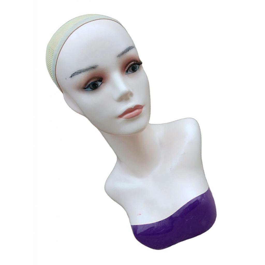 Female Mannequin Head Manikin Bust Stand for Wig Hat Jewelry Display Purple