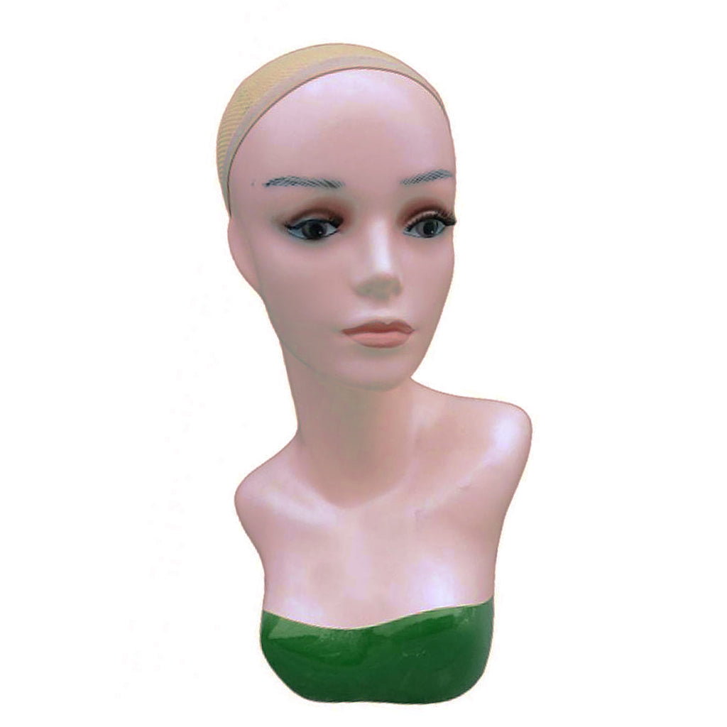 Female Mannequin Head Manikin Bust Stand for Wig Hat Jewelry Display Green