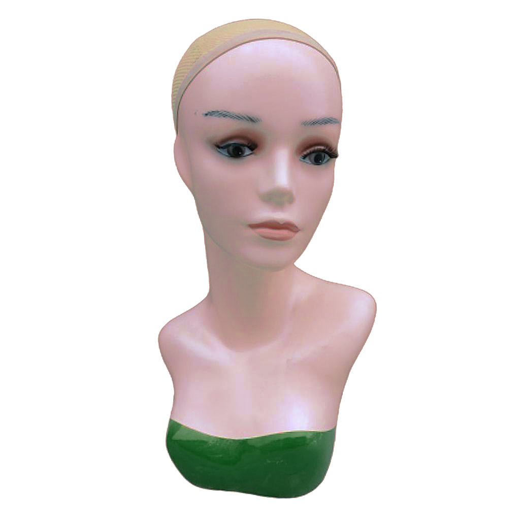 Female Mannequin Head Manikin Bust Stand for Wig Hat Jewelry Display Green