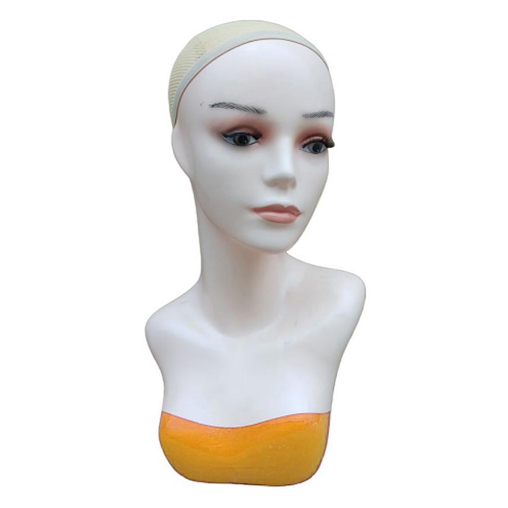 Female Mannequin Head Manikin Bust Stand for Wig Hat Jewelry Display Yellow