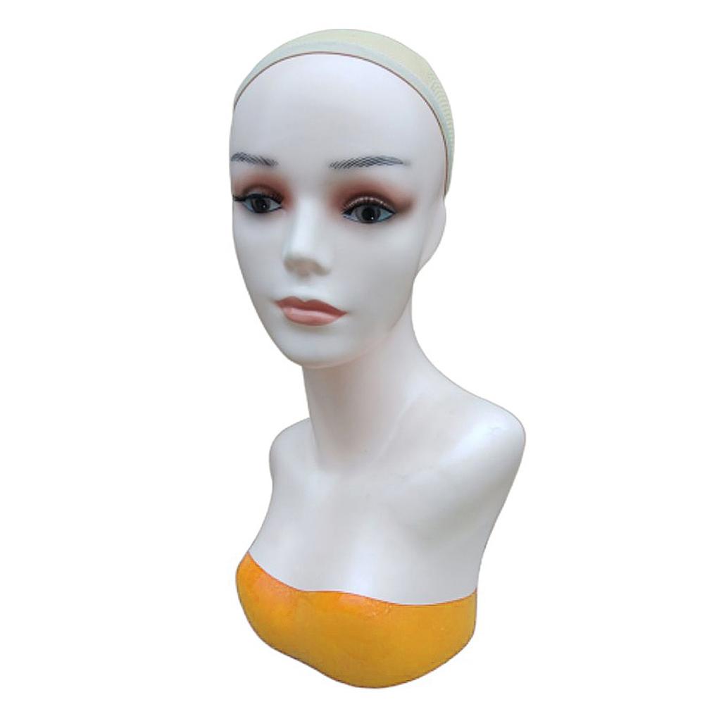 Female Mannequin Head Manikin Bust Stand for Wig Hat Jewelry Display Yellow