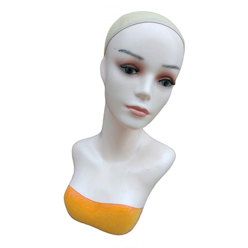 Female Mannequin Head Manikin Bust Stand for Wig Hat Jewelry Display Yellow