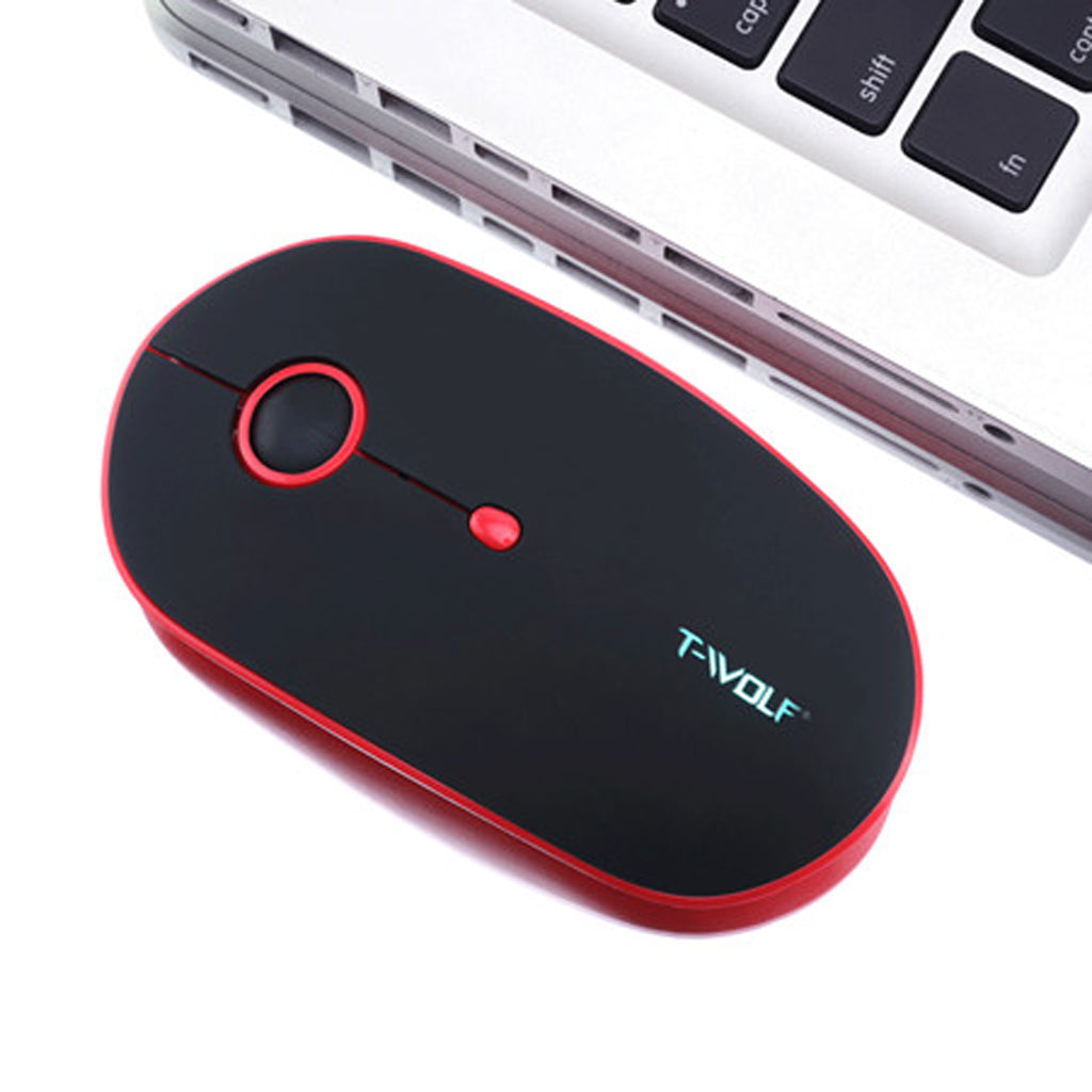 Rechargeable Wireless Mouse with 3 Button 1600DPI Game Mice for PC Red