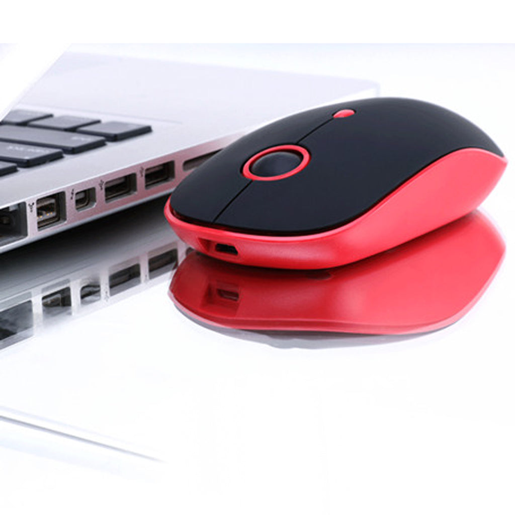 Rechargeable Wireless Mouse with 3 Button 1600DPI Game Mice for PC Red