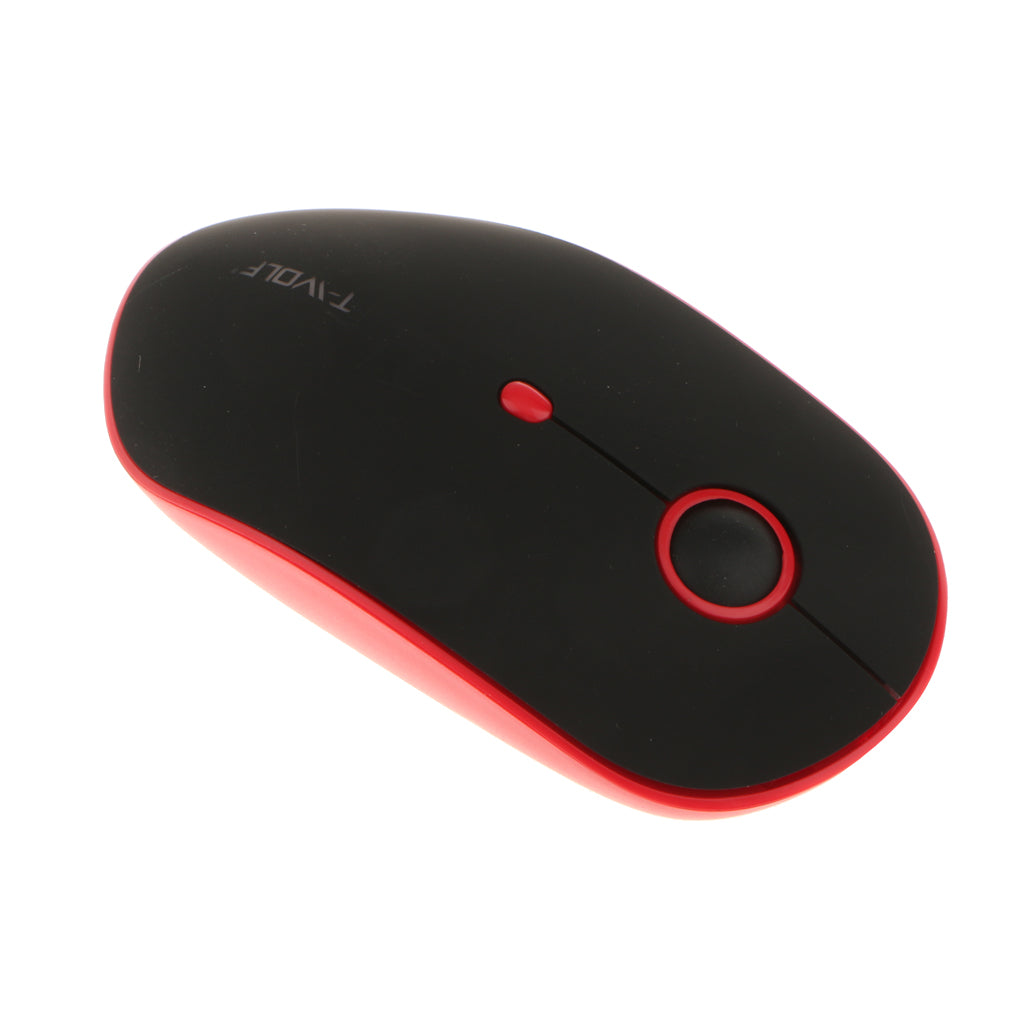 Rechargeable Wireless Mouse with 3 Button 1600DPI Game Mice for PC Red