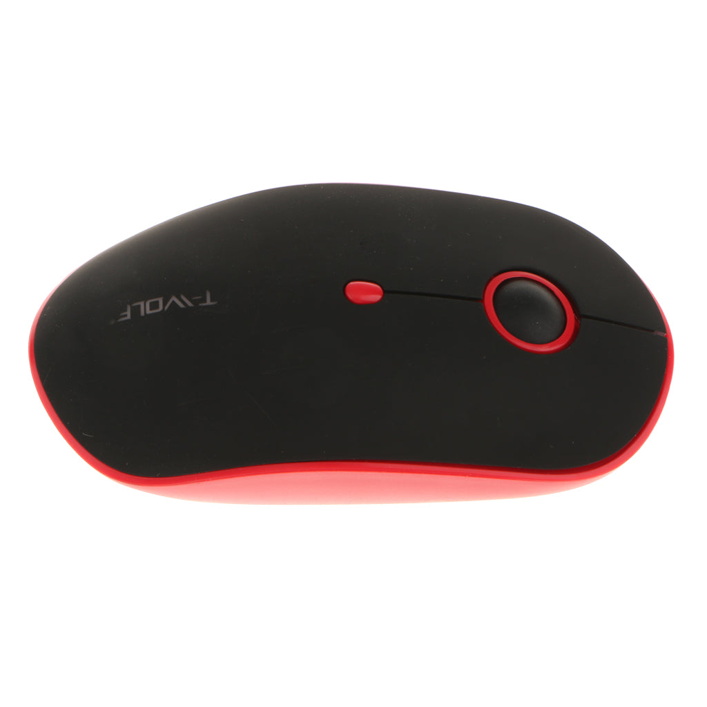 Rechargeable Wireless Mouse with 3 Button 1600DPI Game Mice for PC Red