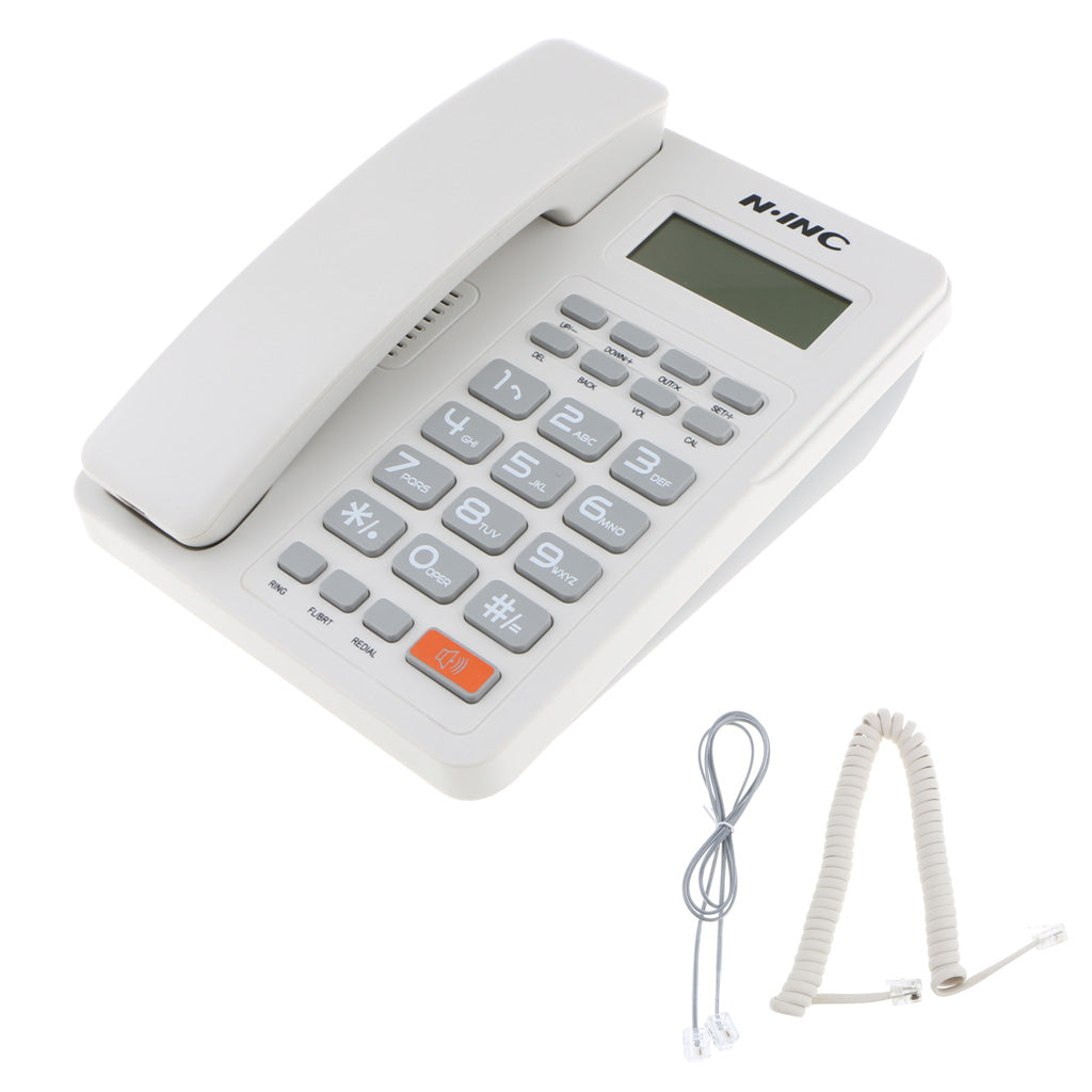 Corded Phone Home Office FSK/DTMF LCD Display REDLAL Line Telephone  White