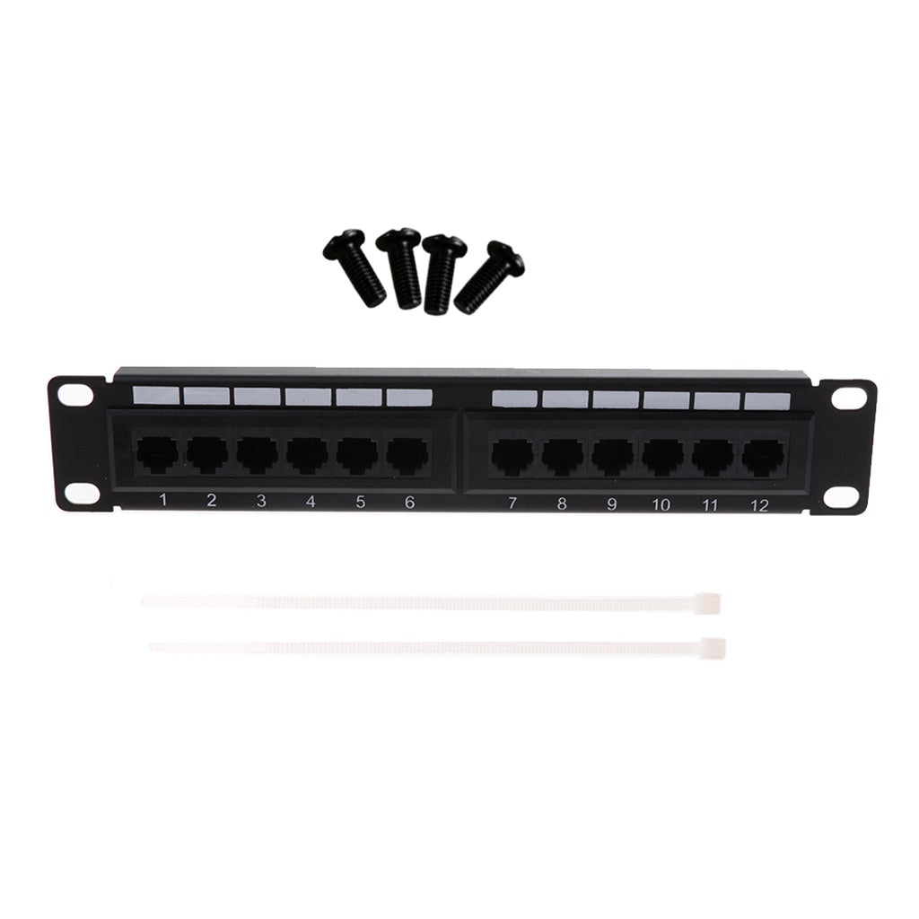 12 Ports CAT5e Patch Panel Surface/Wall Mount Bracket UTP LAN Ethernet 10in