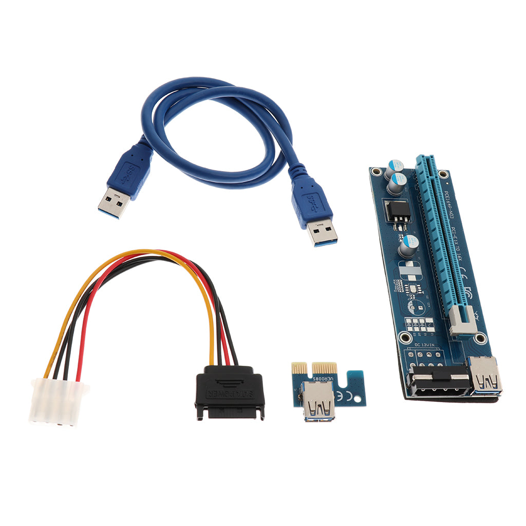 USB3.0 PCI-E 1x to 16x Graphics Extender Riser Card Adapter Powered Cable