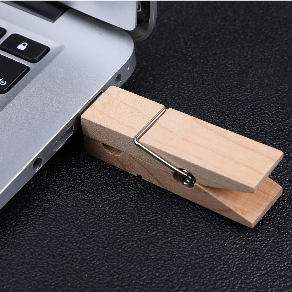 High-speed USB 2.0 Wooden Clip Designed Flash Drives Pen Drive U Disk 64G